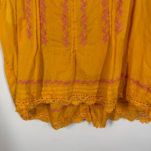 Maeve Anthropologie Mustard Yellow Embroidered Boho Tank Top Size L - Picture 7 of 13